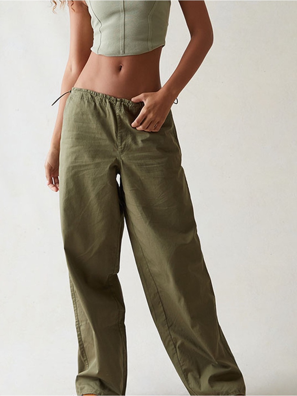 PacSun Olive Green Drawstring Track Pants